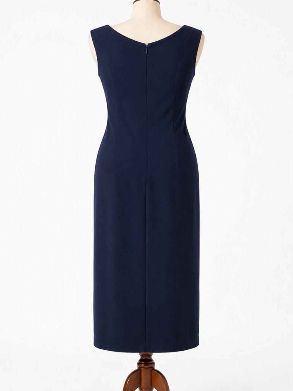 Lauren Ralph Lauren Salan Navy Blue Cowl Neck Twist Waist Midi Dress Size 14 - Picture 4 of 5